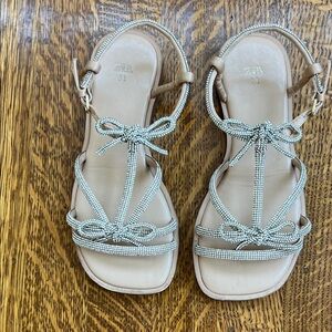 Zara Kids Cream Beaded Sandals